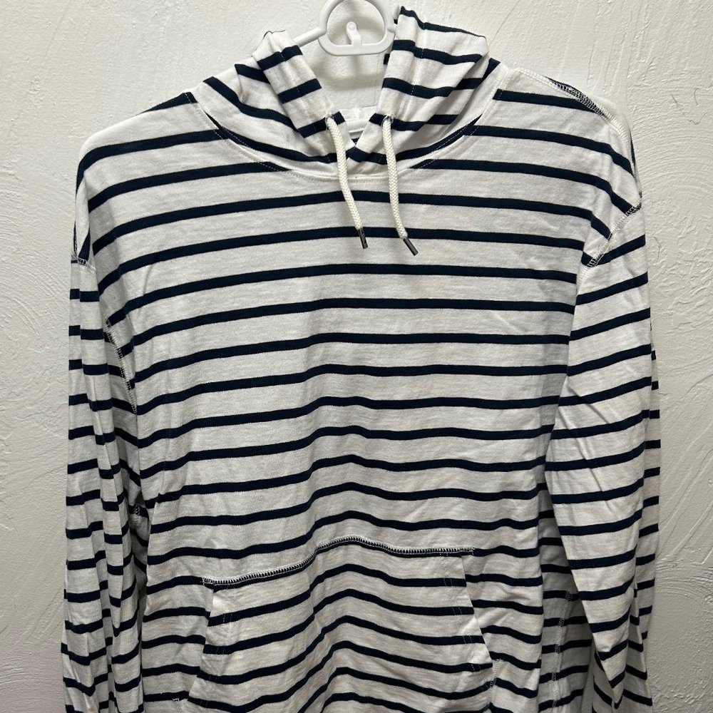 J. Crew White/Navy Striped Pullover Hoodie (Size: Medium)